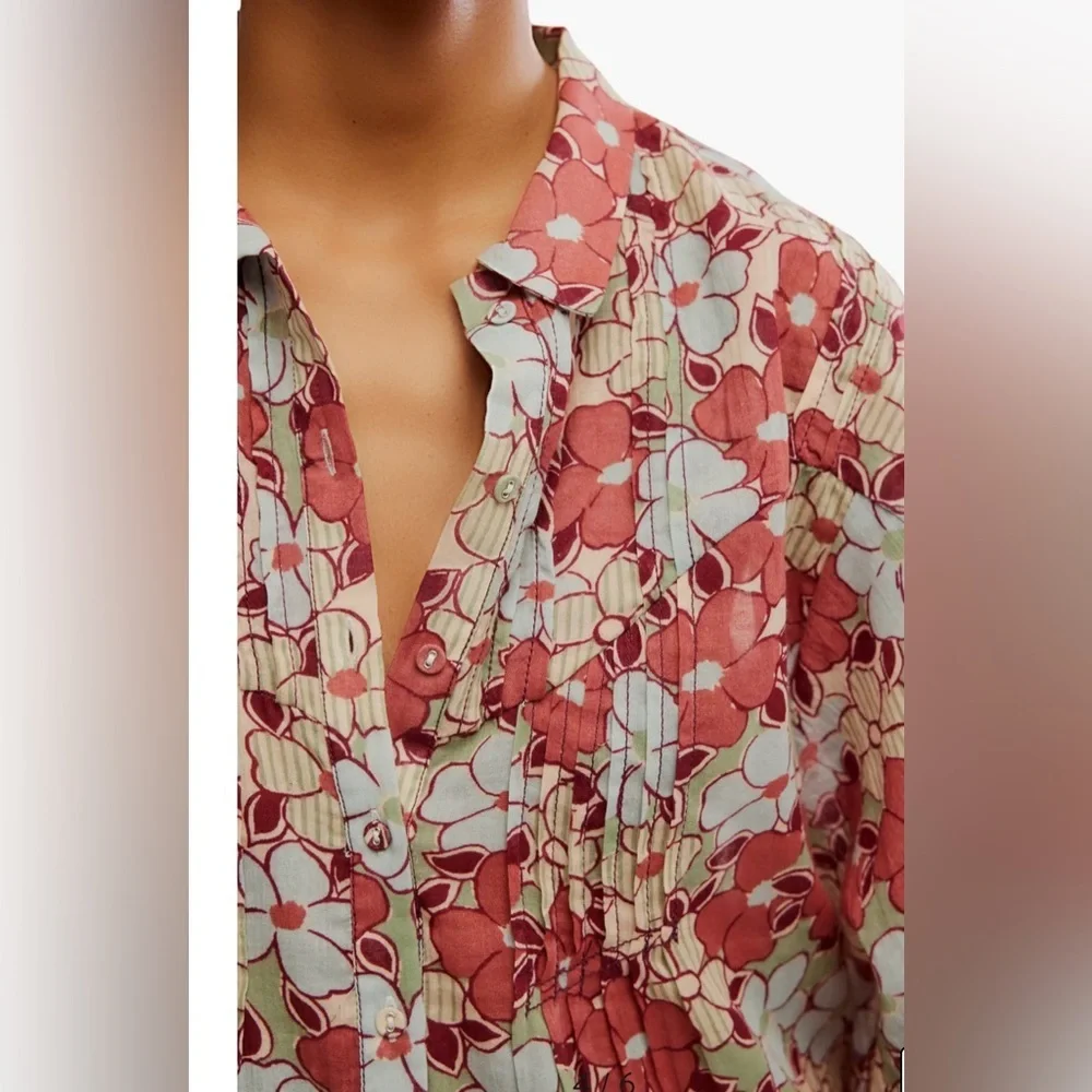 Boho Free people Sienna Button-Up Shirt size M - Picture 9 of 9